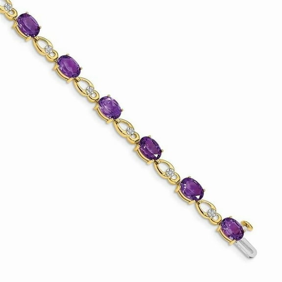 Primal Gold 14 Karat Yellow Gold Amethyst and Diamond Bracelet