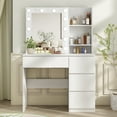 thumbnail image 1 of Vabches Coiffeuse avec 12 Lumières, Coiffeuse avec Miroir Éclairé, Commode à 4 Grands Tiroirs, 3 Modes d'Éclairage Luminosité Réglable, Moderne, Blanc, 1 of 8