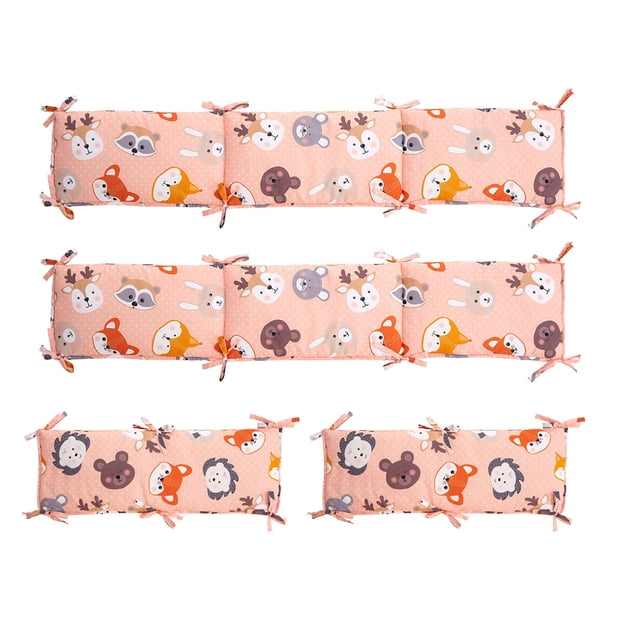 Juegos de almohadillas protectoras para cuna para niños, juego de cama para cuna con forro de algodón 4 en 1, rendimiento lleno de energía