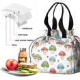 thumbnail image 4 of Mushroom and Character White Pattern Drawstring Insulated Lunch Bag for Women, Stain-Resistant Large Lunch Tote with Multi-Pockets for Work Office, 4 of 5