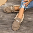 thumbnail image 6 of Women’s Fuzzy Lined Loafers, Winter Warm Faux Suede Moccasin Flat Shoes, Metal Buckle Slip‑On Casual Walking Shoes, 6 of 9