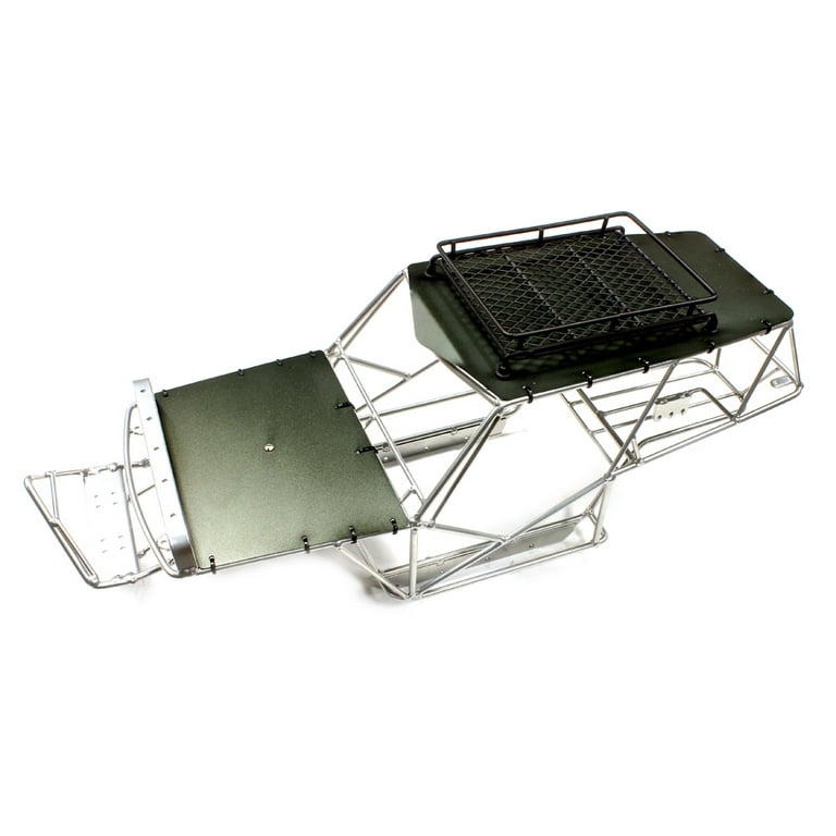 Integy RC Toy Model Hop ups C25565SILVER Realistic Steel Roll Cage Body w Luggage Tray for Axial Wraith