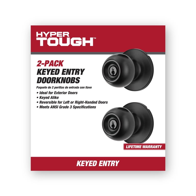 Goldenwarm 2-Pack Matte Black Door Knobs With Key | Keyed Alike Exterior Door Handles, Adjustable Latch (2-3/8" Or 2-3/4" Backset)