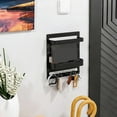 thumbnail image 3 of CHENjy Wall Mount Stick On Floating Shelf Bedside Organizer No Drilling Adhesive Storage Shelf for Bedroom Living Room Dorm RV Cute Aesthetic Decor with Hooks Black, 3 of 6