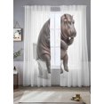 thumbnail image 2 of Hippo Sitting on The Toilet Thinking Sheer Curtains 2 Panels Set Abstract Funny Animal Sheer Window Curtains Light Filtering Rod Pocket Voile Drapes for Bedroom Living Room 52"X84", 2 of 8