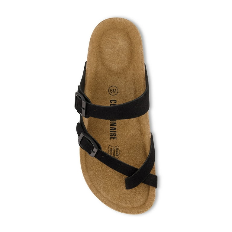 CUSHIONAIRE Women s Luna Cork Footbed Sandal with Comfort
