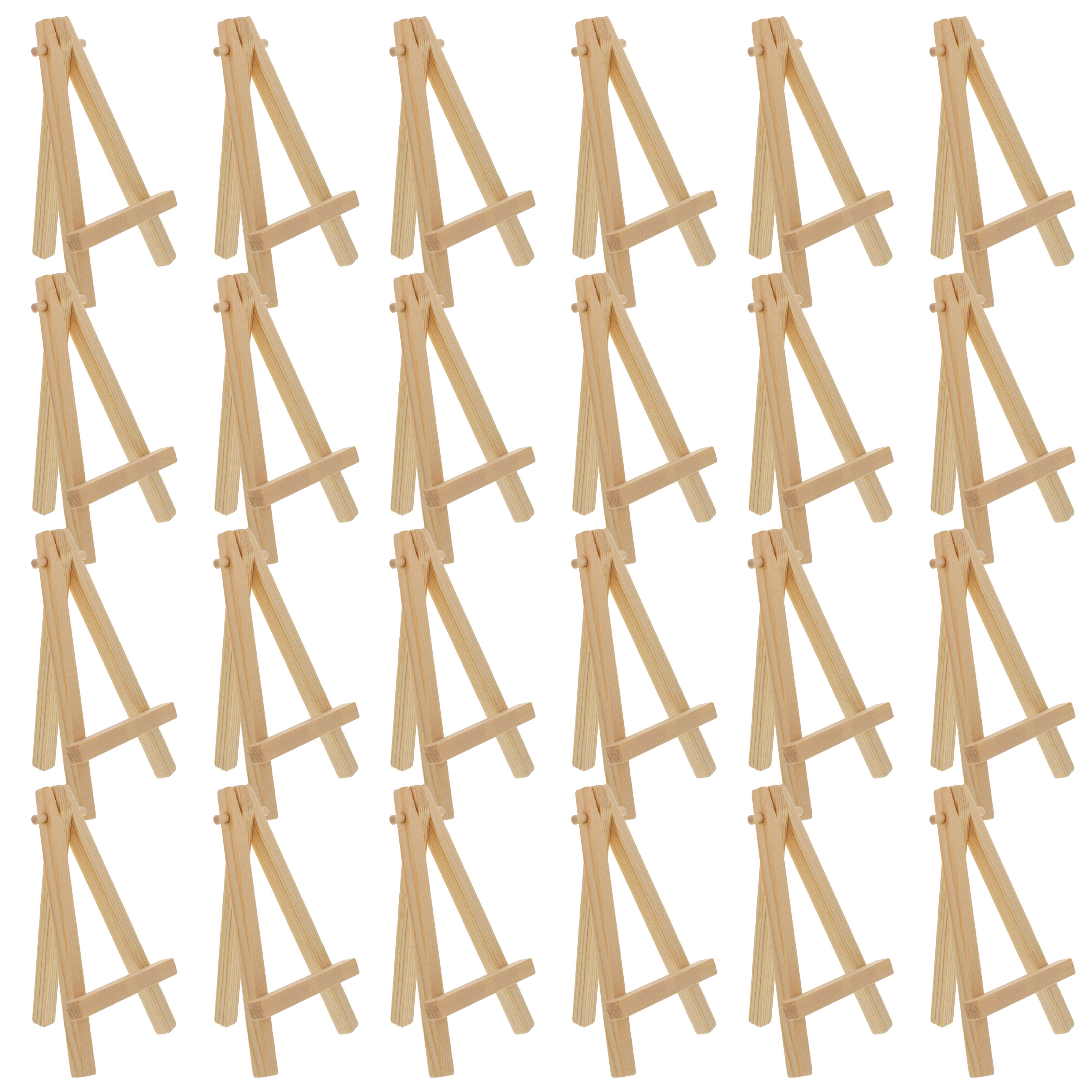 24 Pack of Mini Wood 5/" Tabletop Art Craft Display Easels NATURAL Wooden Finish