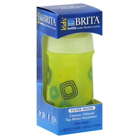 Brita Soft Squeeze Water Filter Bottle For Kids, Green Squares, 13