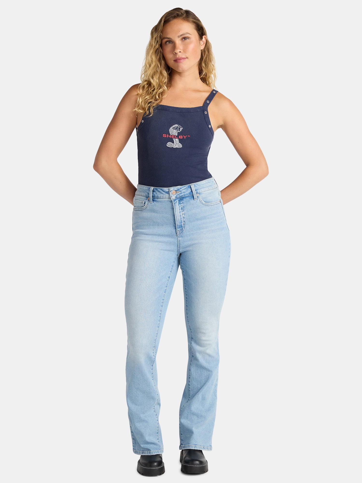 Shelby Mustang Women's Graphic Tank Top with Snap Accents, Sizes XXS-XXL