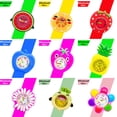 thumbnail image 2 of 10 unids/lote, venta al por mayor, reloj de moda para niños, bonitos dibujos animados de sandía/naranja/fresa/manzana, relojes Slap para niños, regalo de cumpleaños para bebé Gao Jinjia LED, 2 of 2