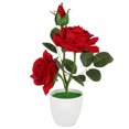 thumbnail image 2 of SPRING PARK Artificial Rose Flowers, Fake Plant, Realistic Artificial Flowers with Plastic Pot for Home Office Garden Decoration, 2 of 4