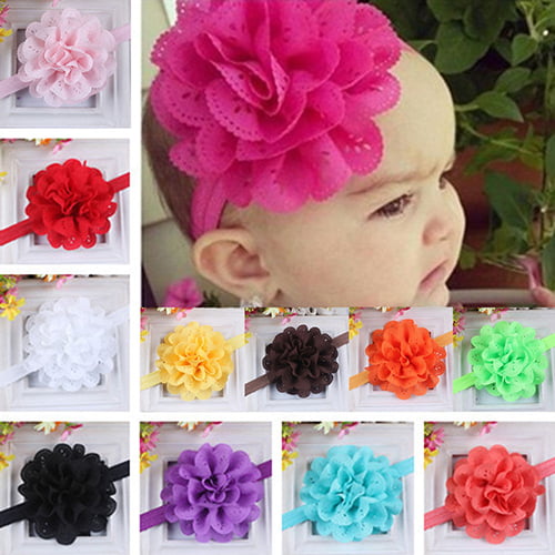 Kids Baby Girl Toddler Pink Lace Flower Headband Hair Band Headwear Accessories 
