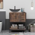 thumbnail image 2 of ELECWISH 30" Bathroom Vanity, Farmhouse Bathroom Vanity with Sink Combo Set, Rustic Brown Modern Wood Cabinet with Black-White Gradient Boat Sink, 2 of 7