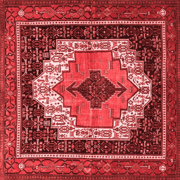 Ahgly Company Indoor Square Persian Red Traditional Area Rugs, 7' Square