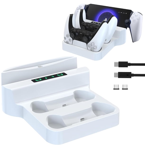 Soporte de carga para mandos PS5: base de carga portátil con indicador LED y cable tipo C, accesorio para consola compatible con PlayStation 5