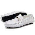 thumbnail image 4 of Mocasines de cuero genuino clásicos con entramado hechos a mano, zapatos náuticos de vestir para hombre, calzado de moda, zapatos de conducción para hombre, color blanco (25,5 cm), 4 of 4