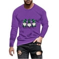 thumbnail image 2 of ZRGHAOYLQ Happy St. Patrick's Day Shirts Men Green Shamrock Gnomies Graphic Tees Casual Streetwear Long Sleeve Pullover Tops Plus Size Crewneck Tshirt Slim Fit Big and Tall Dress T Shirts, 2 of 5