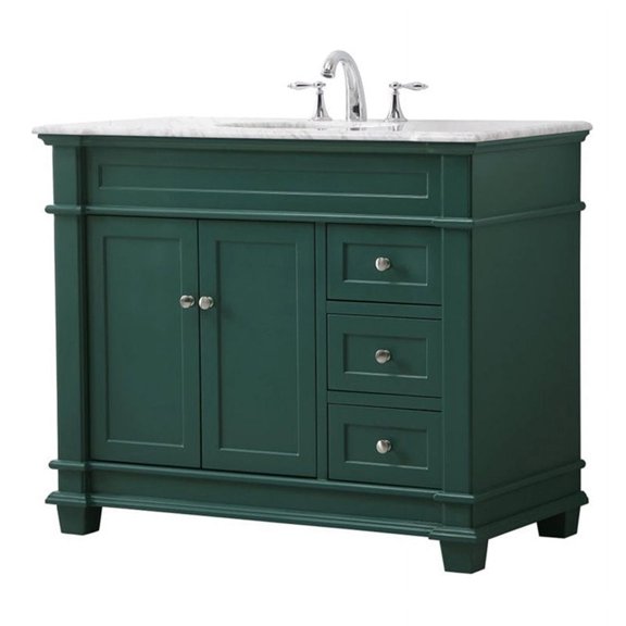 Elegant Decor Wesley 42" Solid Wood Steel Single Bathroom Vanity Set in Green