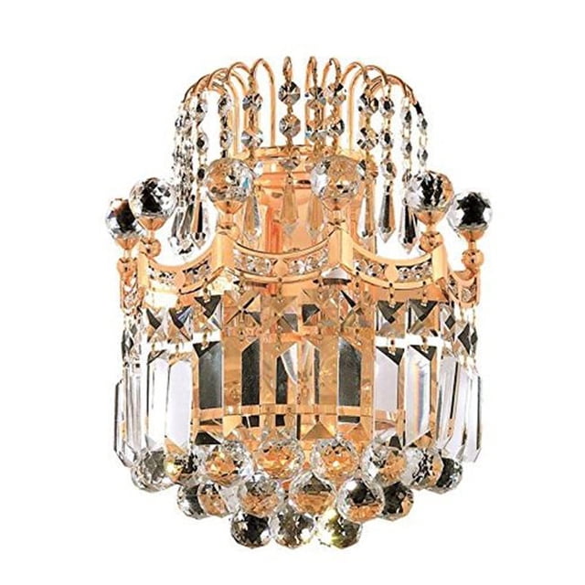 Elegant Lighting Corona 2 Light Wall Sconce Royal Cut Crystals Gold