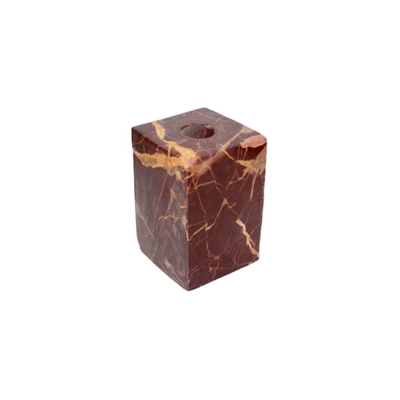 BIDK Home Small Abstract Square Marble Candle Holder  - 4" - Red
