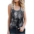 thumbnail image 1 of Camiseta sin mangas con cuello redondo y estampado de flores sueltas informales para mujer Pompotops  lopia989099, 1 of 5