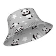 thumbnail image 2 of Gaeub PandasBetween Clouds and Stars Printed Double Sided Reflective Bucket Hat Foldable Sun Hat for Camping Hiking Fishing, 2 of 9