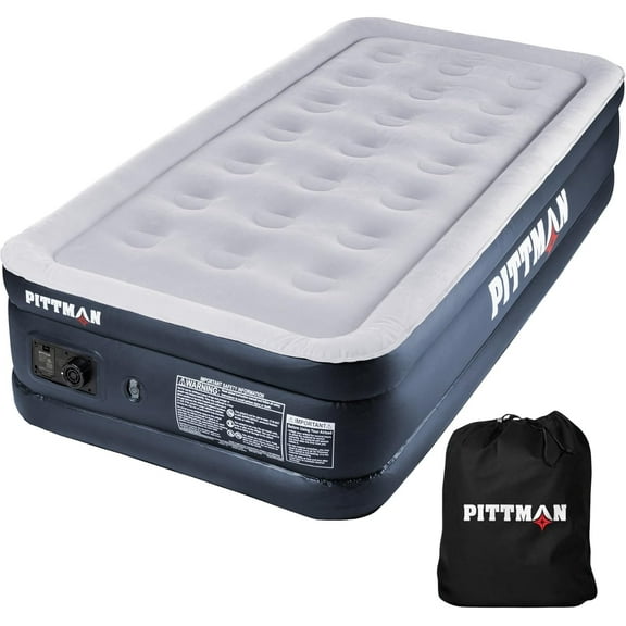 Pittman - Twin Air Mattress with Built-in Pump Raised 18" - Self Inflating Twin Air Bed