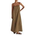 thumbnail image 2 of Yunliwuli Women Long Dress Spaghetti Strap Square Neck Side Pockets Sleeveless Backless Flowy Cami Dresses, 2 of 7