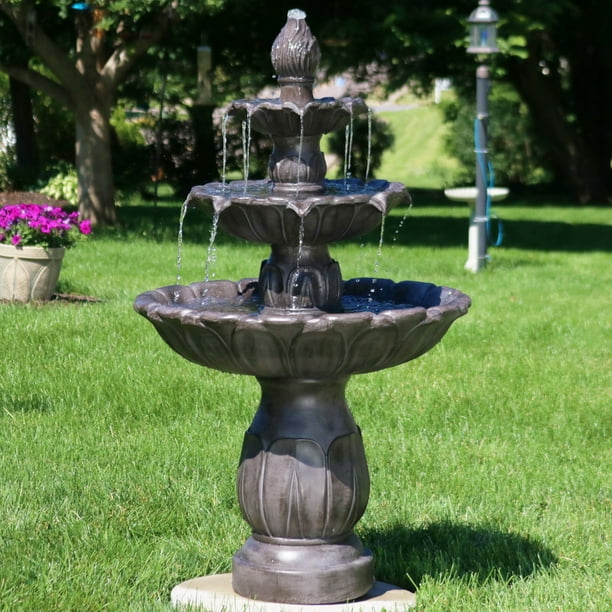 Sunnydaze Classic Tulip Outdoor Water, 3 Tier Garden Water Fountains