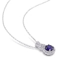 thumbnail image 3 of Everly Women's Created Blue and White Sapphire Sterling Silver Teardrop Halo Pendant with Chain, 3 of 9