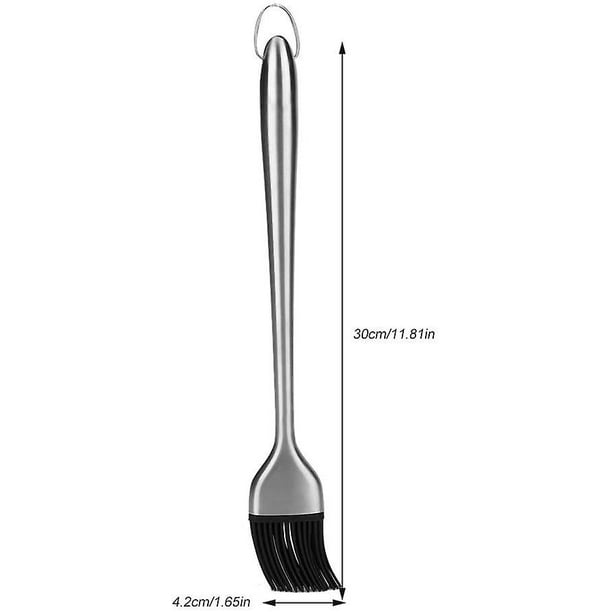 Hongchun Long Basting Brush, Stainless Steel Handle Silicone Head Basting Barbecue Oil Sauce