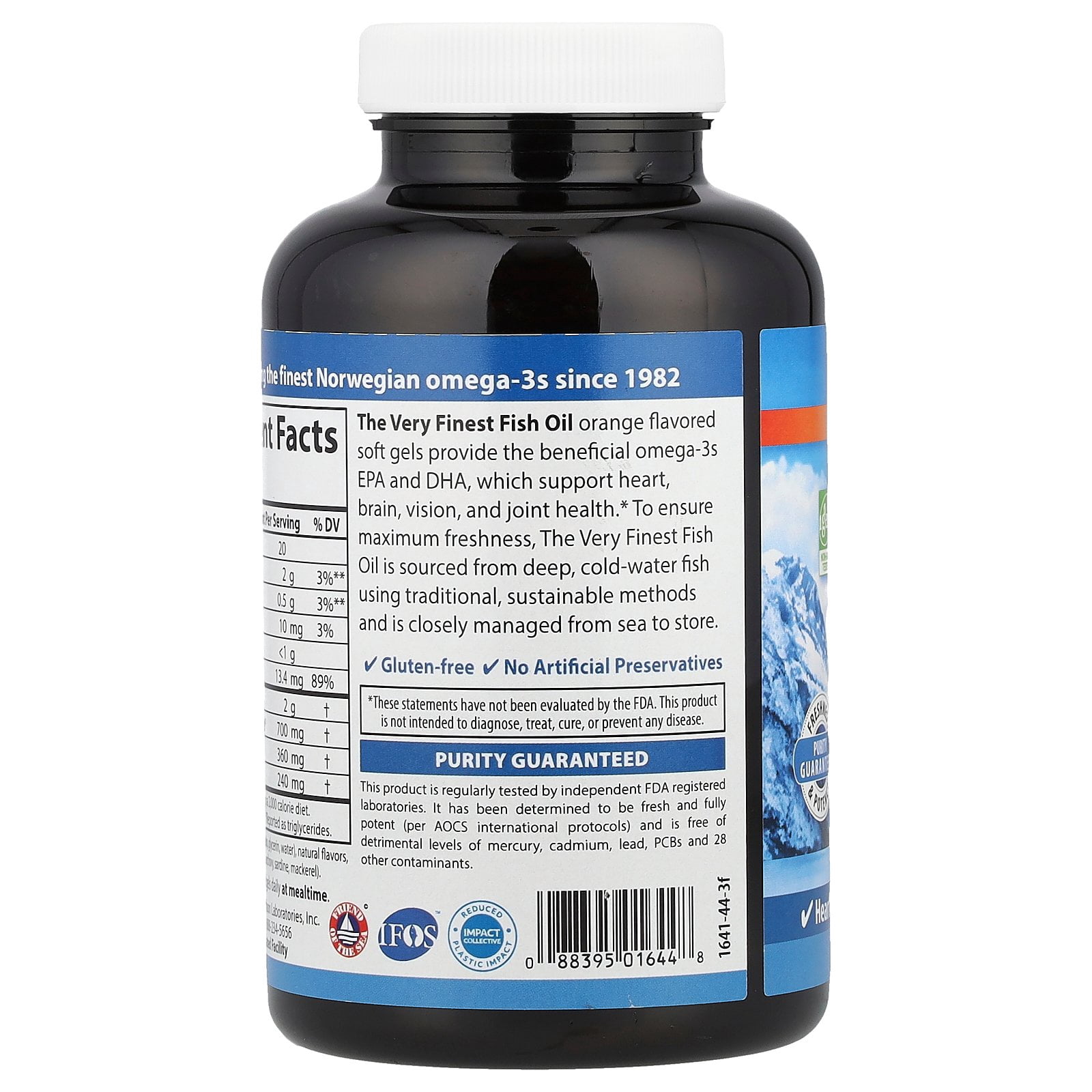 Carlson Labs The Very Finest Fish Oil Omega-3 Softgels, Orange, 700 Mg, Bonus Pack, 120 + 30 Ct