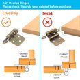 thumbnail image 3 of 1/2" Overlay Kitchen Cabinet Hinges Antique Brass, 50 Pack(25 Pairs) 1/2 Inch Overlay(Variable) Cabinet Door Hinges for Face Frame Kitchen Cabinet, 3 of 6