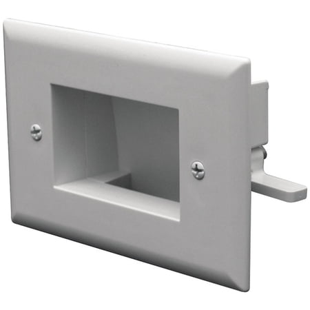 Datacomm Electronics 45-0008-WH Easy-Mount Recessed Low-Voltage Cable Plate White