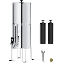 Waterdrop Gravity-fed Water Filter System, NSF/ANSI 42&372 Standard, 2.25G Stainless-Steel System with 4 Filters, Metal Water Level Spigot and Stand, Reduces Chlorine-King Tank Series, WD-TK-FS