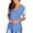Blue, variant on Giftesty Womens Plus Size Women's Lace Short Sleeve V-Neck T-Shirt Loose Casual Summer Tee Tops