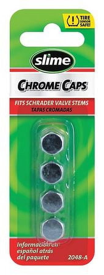 (2 pack) Slime Chrome Replacement Metal Valve Stem Caps, Chrome Finish, 4 Pc. - 2048-a
