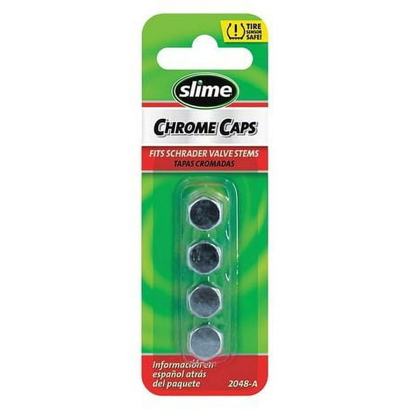 Slime Chrome Replacement Metal Valve Stem Caps, Chrome Finish, 4 Pc. - 2048-a