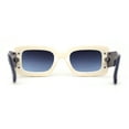 thumbnail image 4 of Womens Mod Rectangle Inset Fancy Pattern Frame Sunglasses White Navy, 4 of 4