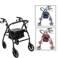 thumbnail image 1 of Foldable Walker with Wheels Soft padded Seat Adjustable Height Rollator Rolling Walker Adult Senior Steel & Nylon(Black), 1 of 9