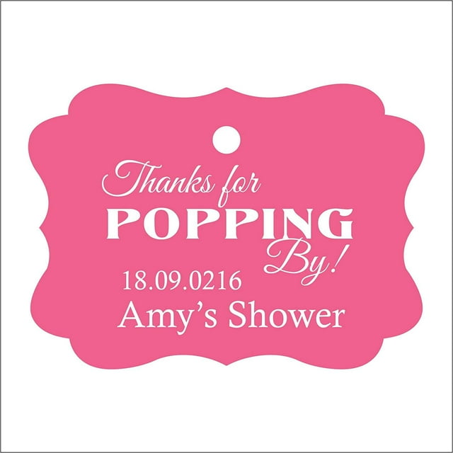 100 PCS Personalized Baby Shower Favors Tags Custom Quote Thank You For Popping By Baby Shower Gift Hang Tags