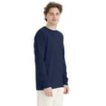 thumbnail image 4 of Hanes Unisex Garment Dyed Long Sleeve Cotton T-Shirt Navy M, 4 of 7