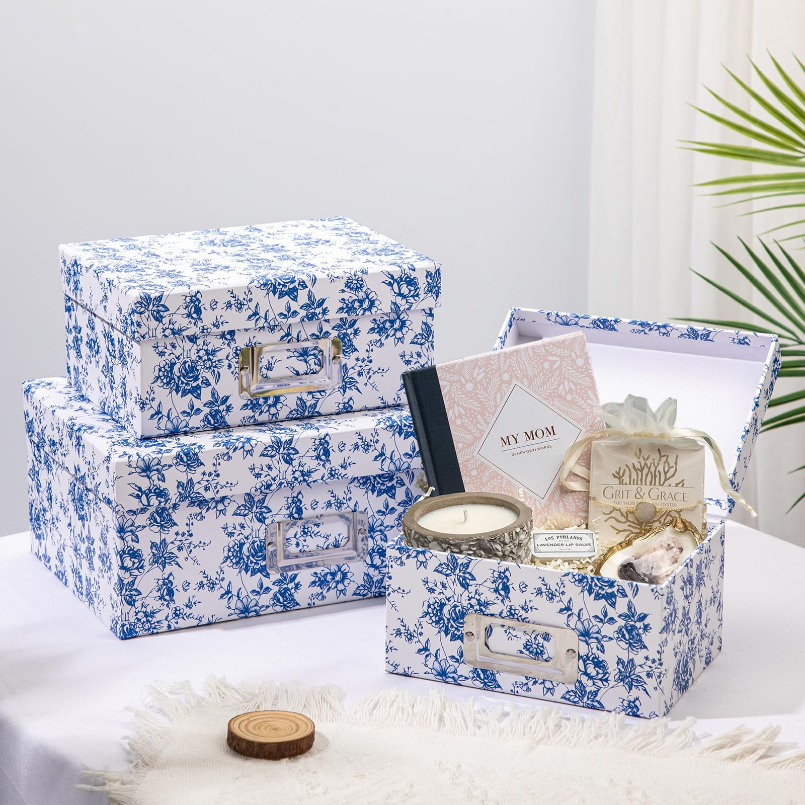 Rectangular Set4 Blue and White Porcelain Storage Boxes