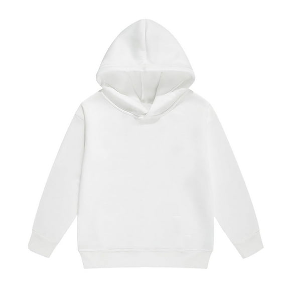 Telankuip Casual Solid Color Hoodies for Teen Girls Soft Comfortable Loose Hooded Pullovers Long Sleeve Drop Shoulder Kid's Sweatshirts 2025 Fall Winter Preppy Basic Tops White 12-13 Years