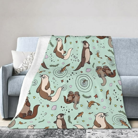 Sea Otter Blanket Gifts For Kids Adults - Lightweight Throw Blanket For Bedroom Living Room Decor Soft Fuzzy Fleece Cozy Plush Bed Couch 60"X50"