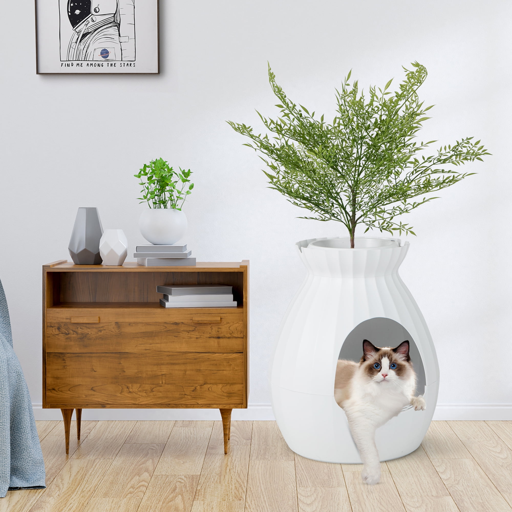 Gymax Smart Plant Cat Litter Box with Electronic Odor Removal & Sterilization