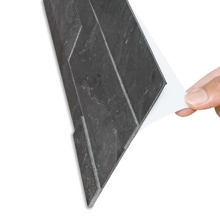 Stoneflex Shuttle Gray Self-Adhesive 3D Peel & Stick, Stacked Natural Stone Tiles, 10 Piece