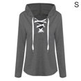 thumbnail image 1 of Sudadera con capucha para mujer Sudadera con capucha y cuello en V Suéter con tirantes de manga larga superior, S, Negro Kearding AP000968-01, 1 of 7
