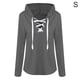 thumbnail image 1 of Sonducket Sudadera con capucha de manga larga con cuello en V y cordón para mujer Prendas para la parte del cuerpo negro S, 1 of 1