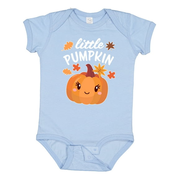 Inktastic Cute Little Pumpkin with Fall Leaves Boys or Girls Baby Bodysuit